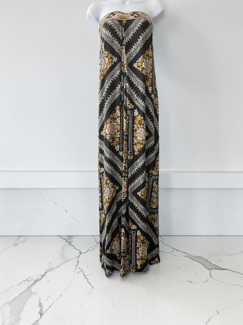 Free People Serendipity Jumpsuit Small Strapless Floral Wide Leg Boho Pockets - Picture 3 of 5